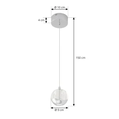 Lucande LED-riippuvalaisin Hayley, Ø 9 cm, krominvärinen, lasi