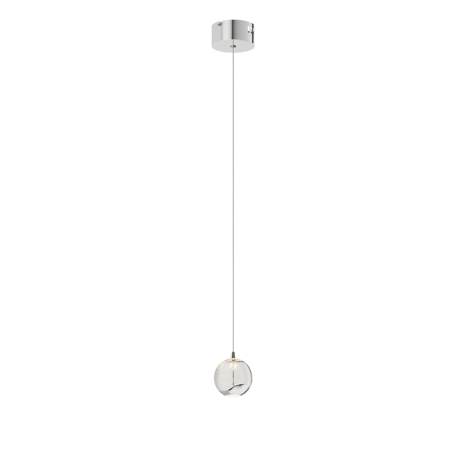 Lucande LED-riippuvalaisin Hayley, Ø 9 cm, krominvärinen, lasi