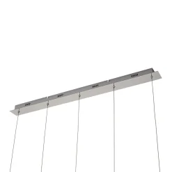 Lucande LED-riippuvalaisin Hayley, 96 cm, 5-valo, kromi, lasi