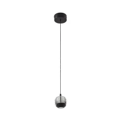 Lucande LED-riippuvalaisin Hayley, musta, 1-lamppuinen, lasi