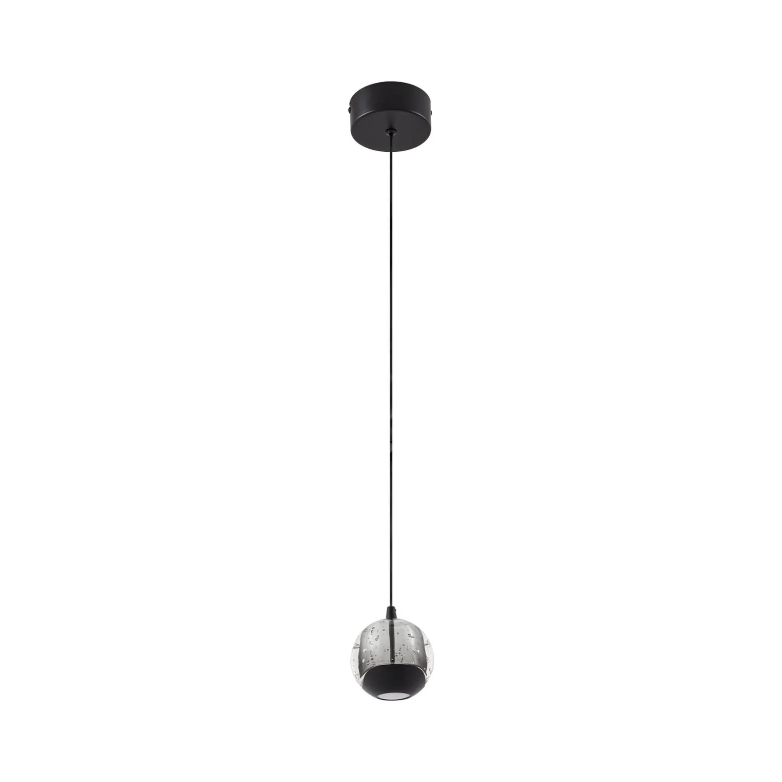 Lucande LED-riippuvalaisin Hayley, musta, 1-lamppuinen, lasi