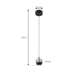 Lucande LED-riippuvalaisin Hayley, musta, 1-lamppuinen, lasi