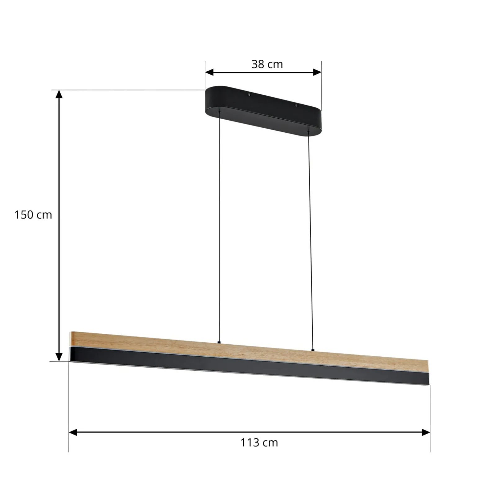 Lucande LED-riippuvalaisin Holven, puu, CCT, pituus 113 cm