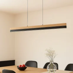 Lucande LED-riippuvalaisin Holven, puu, CCT, pituus 113 cm