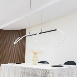 Lucande LED-riippuvalaisin Kisune, musta/valkoinen, metallia
