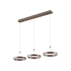 Lucande LED-riippuvalaisin Kolo, 114 cm, 3-lamppuinen, ruskea, himmennettävä