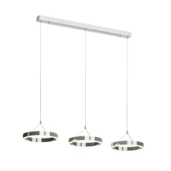 Lucande LED-riippuvalaisin Lyani, 115cm, 3-valo, kromi, himmennettävä