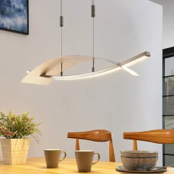 Lucande LED-riippuvalaisin Marija, 91 cm, hopea, himmennettävä