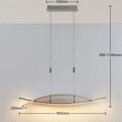 Lucande LED-riippuvalaisin Marija, 91 cm, hopea, himmennettävä