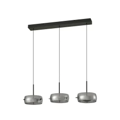 Lucande LED-riippuvalaisin Martis, musta, 3-lamppuinen, step-himmennettävä