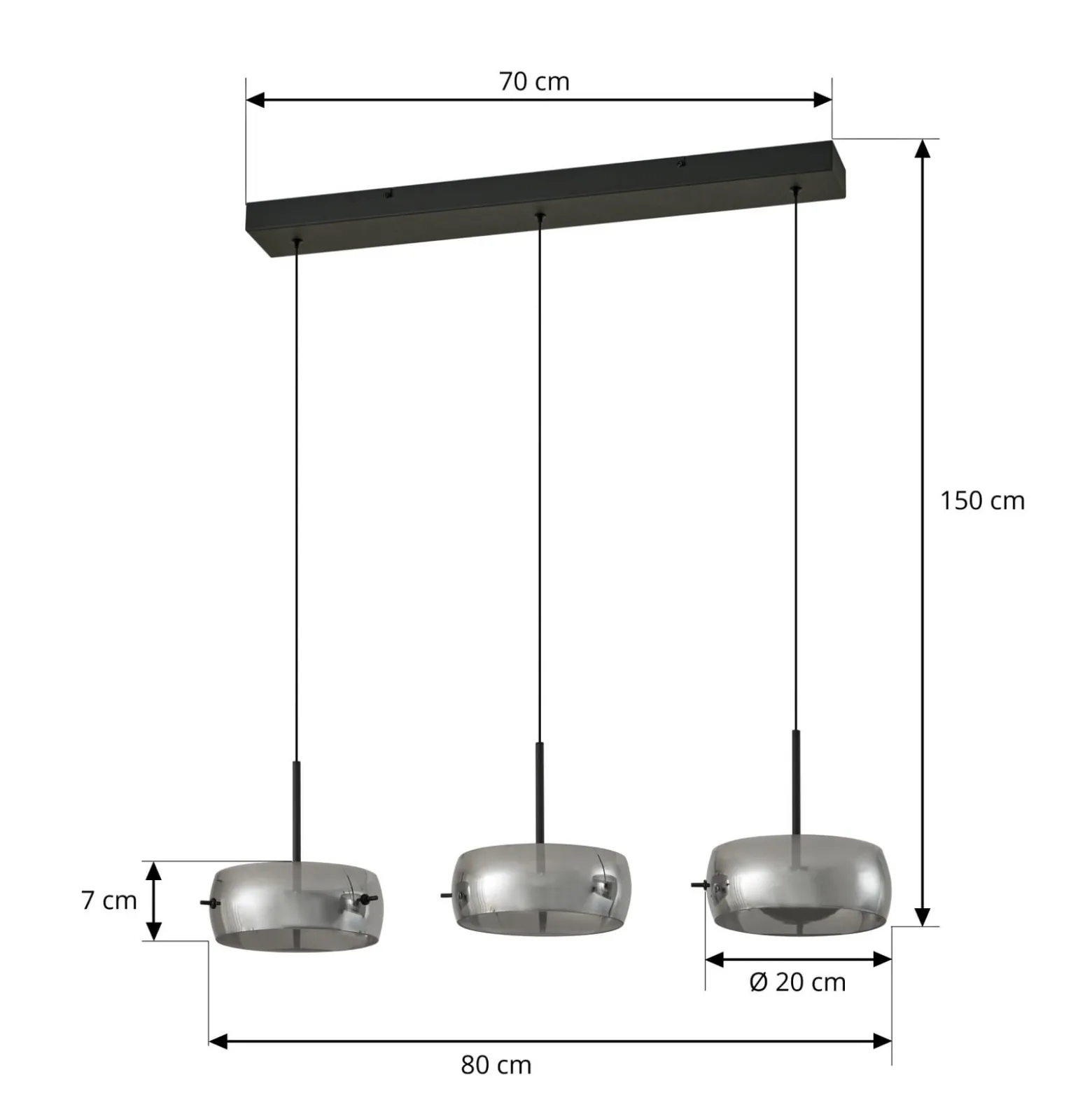 Lucande LED-riippuvalaisin Martis, musta, 3-lamppuinen, step-himmennettävä
