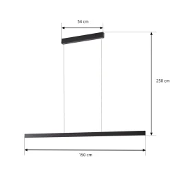 Lucande LED-riippuvalaisin Mylosh, musta, 150 cm, CCT, himmennettävä