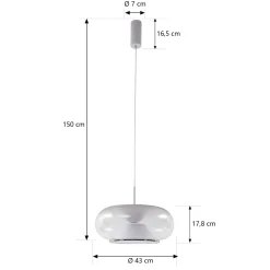 Lucande LED-riippuvalaisin Orasa, lasi, valkoinen/selkeä, Ø 43 cm