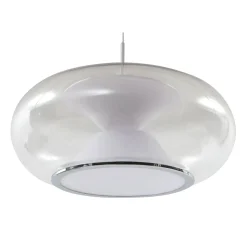 Lucande LED-riippuvalaisin Orasa, lasi, valkoinen/selkeä, Ø 43 cm