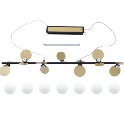 Lucande LED-riippuvalaisin Pallo, 7-lamppuinen, musta/kulta, lasi