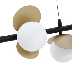 Lucande LED-riippuvalaisin Pallo, 7-lamppuinen, musta/kulta, lasi