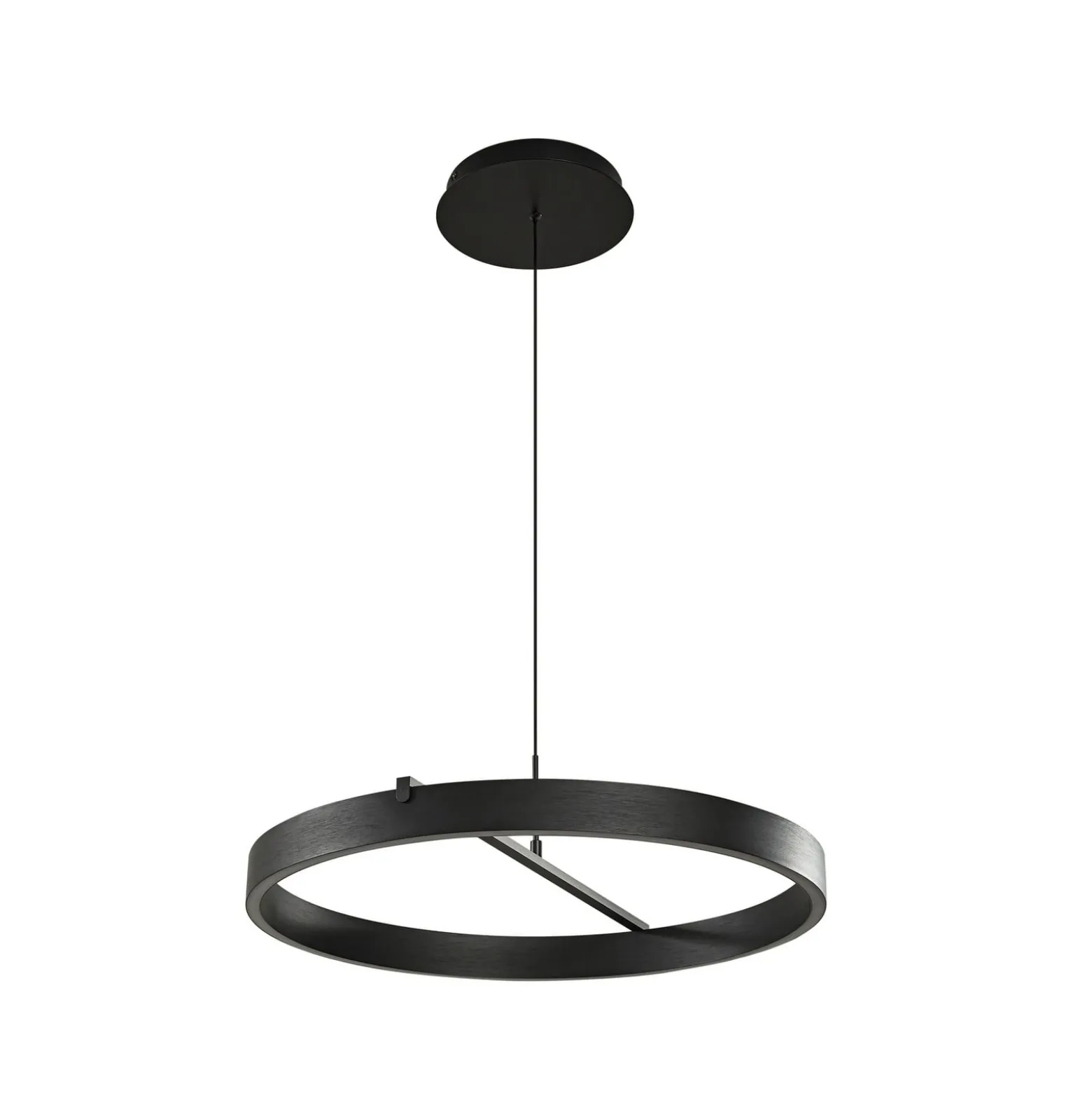 Lucande LED-riippuvalaisin Rovan, Ø 60 cm, musta, CCT, himmennettävä