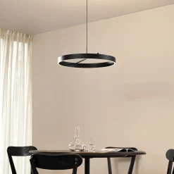 Lucande LED-riippuvalaisin Rovan, Ø 60 cm, musta, CCT, himmennettävä
