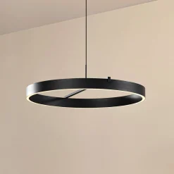 Lucande LED-riippuvalaisin Rovan, Ø 60 cm, musta, CCT, himmennettävä