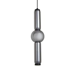 Lucande LED-riippuvalaisin Savete, savunharmaa, lasi, Ø 12 cm