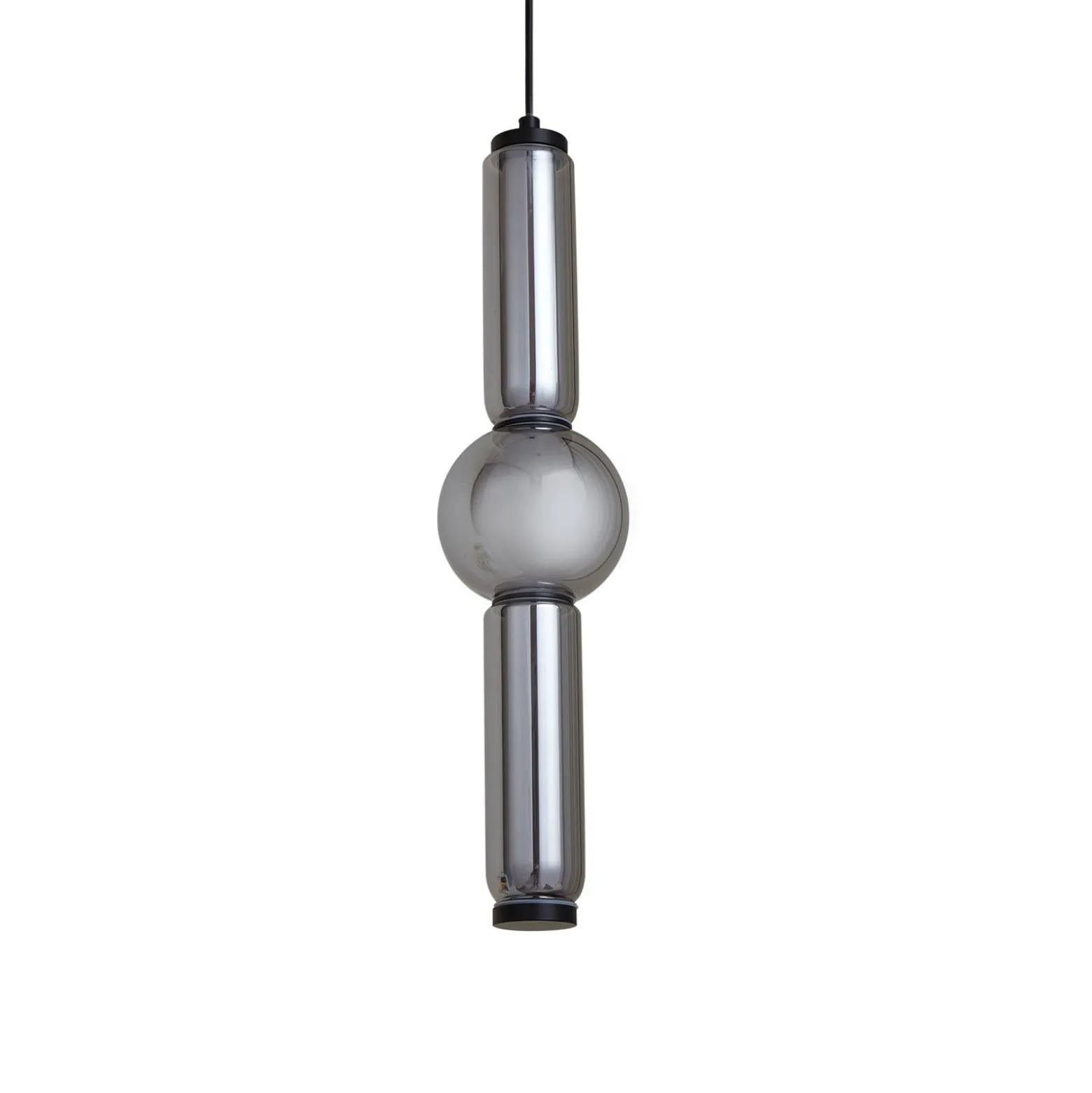 Lucande LED-riippuvalaisin Savete, savunharmaa, lasi, Ø 12 cm