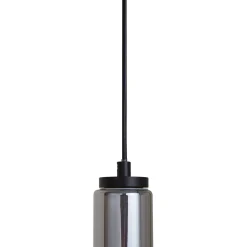 Lucande LED-riippuvalaisin Savete, savunharmaa, lasi, Ø 12 cm