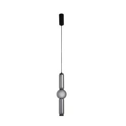 Lucande LED-riippuvalaisin Savete, savunharmaa, lasi, Ø 12 cm