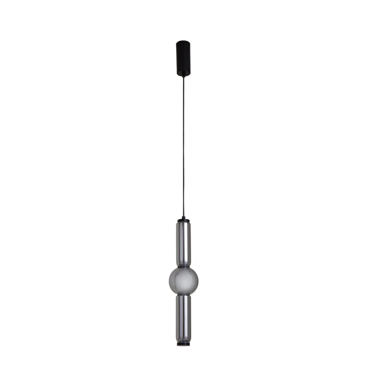 Lucande LED-riippuvalaisin Savete, savunharmaa, lasi, Ø 12 cm