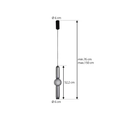Lucande LED-riippuvalaisin Savete, savunharmaa, lasi, Ø 12 cm