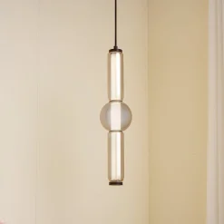 Lucande LED-riippuvalaisin Savete, savunharmaa, lasi, Ø 12 cm