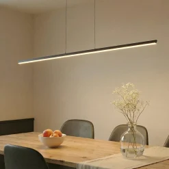Lucande LED-riippuvalaisin Solvar, 158 cm, musta, CCT, himmennettävä