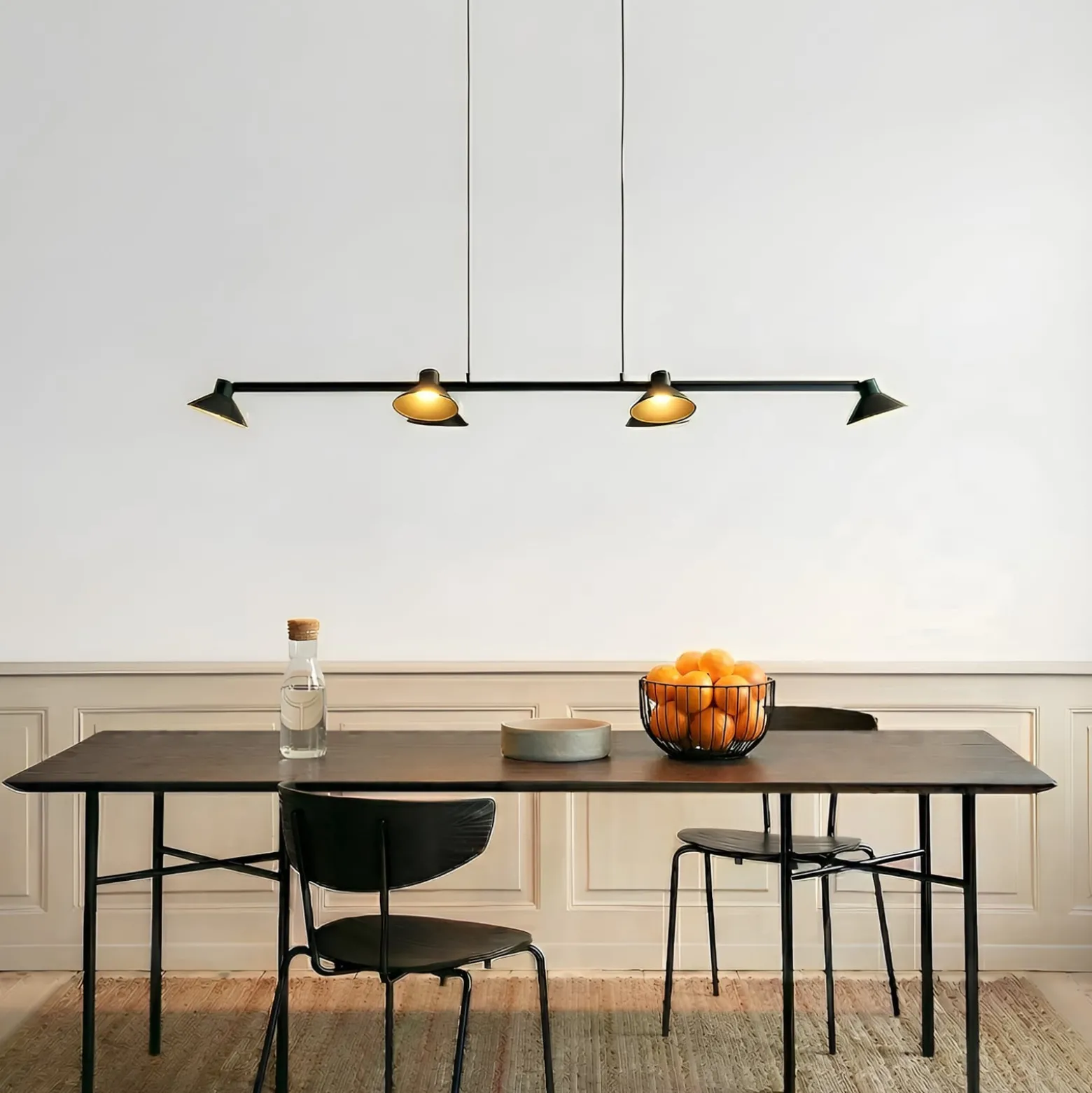 Lucande LED-riippuvalaisin Steve, musta, 113 cm, 6-lamppuinen, himmennettävä