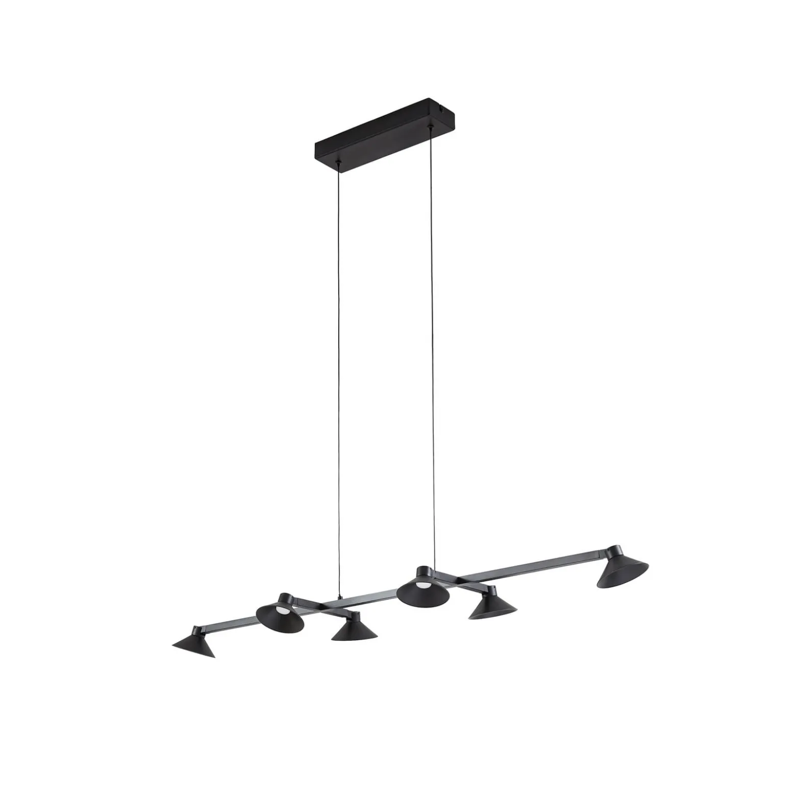 Lucande LED-riippuvalaisin Steve, musta, 113 cm, 6-lamppuinen, himmennettävä