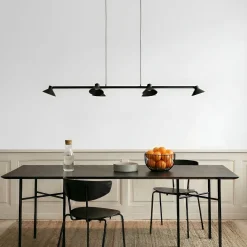 Lucande LED-riippuvalaisin Steve, musta, 113 cm, 6-lamppuinen, himmennettävä