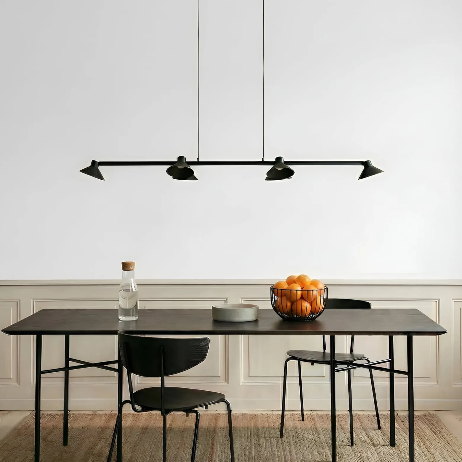 Lucande LED-riippuvalaisin Steve, musta, 113 cm, 6-lamppuinen, himmennettävä