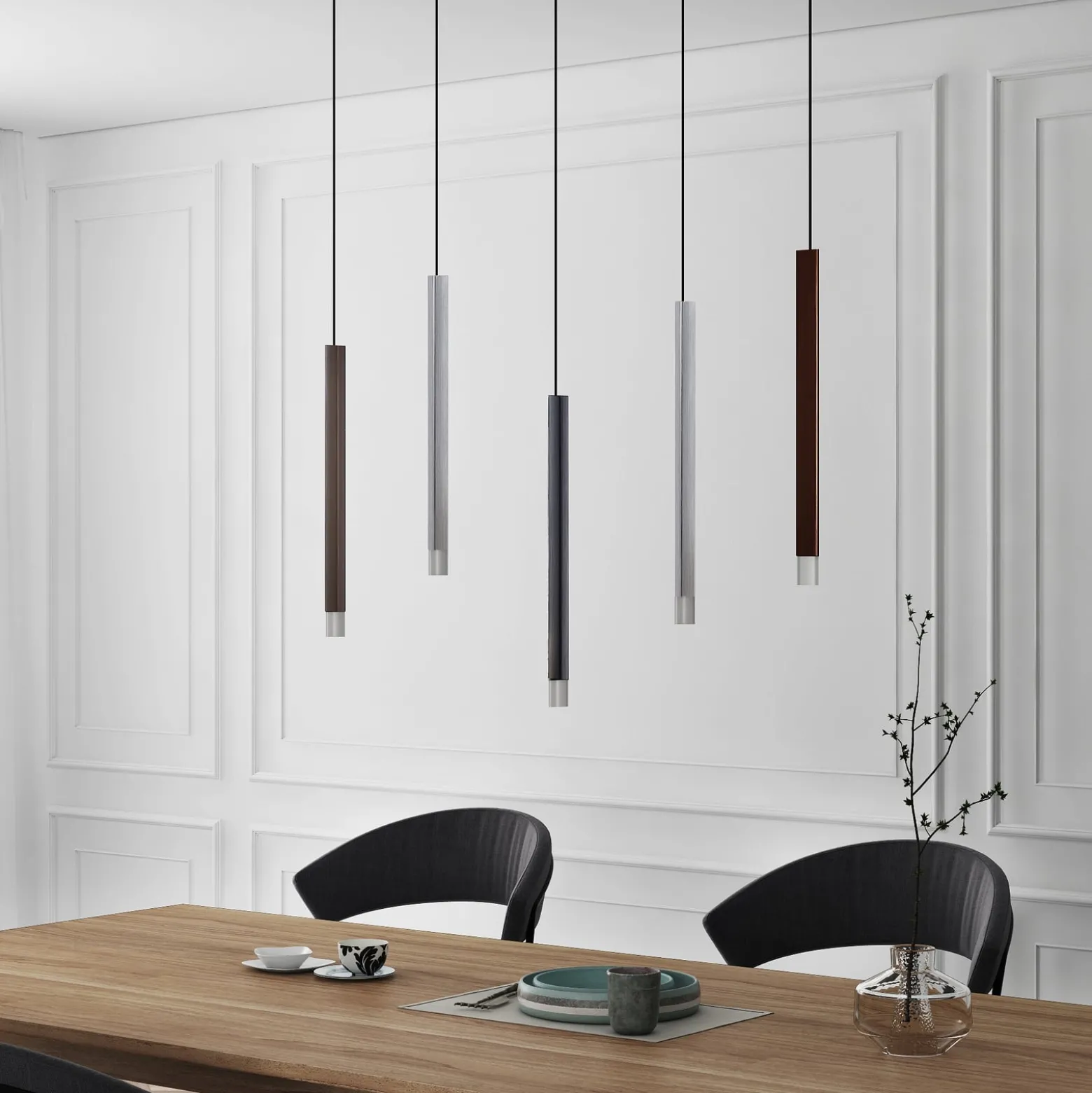 Lucande LED-riippuvalaisin Stoika, 88 cm, 5-lamppuinen, metalli