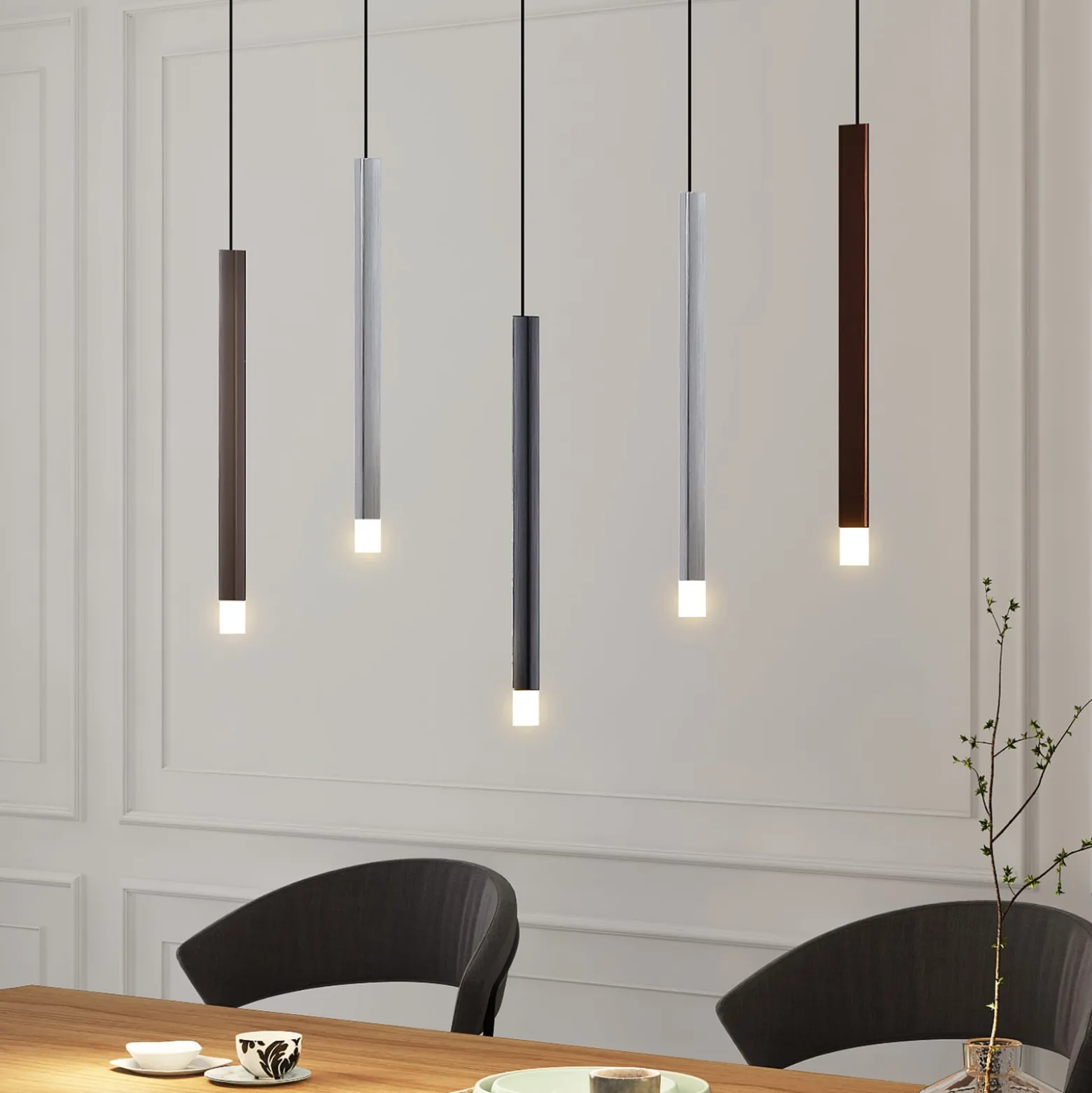 Lucande LED-riippuvalaisin Stoika, 88 cm, 5-lamppuinen, metalli