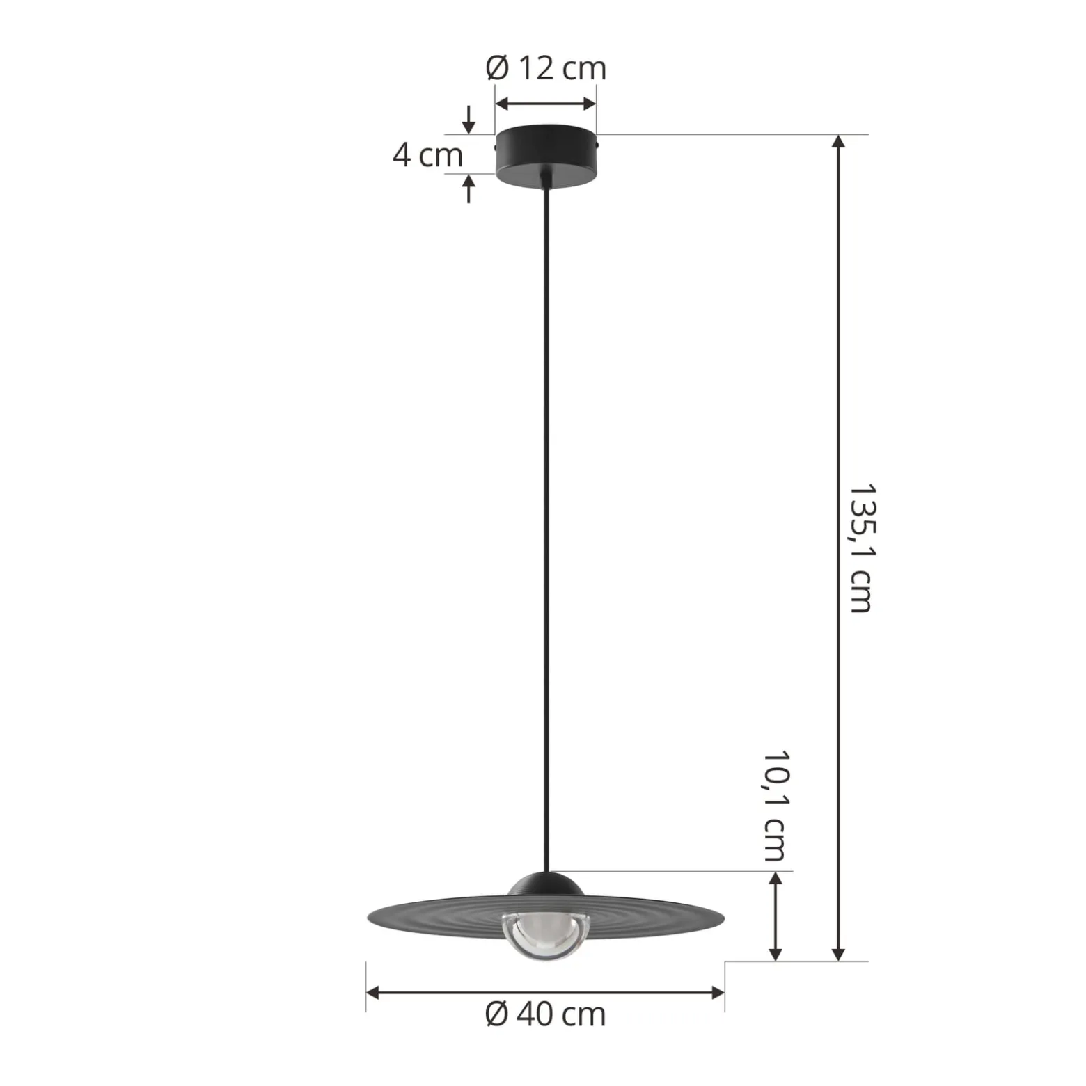 Lucande LED-riippuvalaisin Tethrion, musta, alumiini, Ø 40 cm