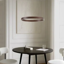 Lucande LED-riippuvalaisin Yonam, Ø 60 cm, 1-lamppuinen, ruskea, CCT