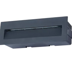 Lucande LED-seinäuppovalaisin Loya, 23 x 8 cm, harmaa, IP54