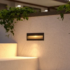 Lucande LED-seinäuppovalaisin Loya, 23 x 8 cm, harmaa, IP54