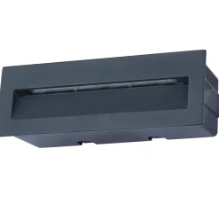 Lucande LED-seinäuppovalaisin Loya, 23 x 8 cm, harmaa, IP54