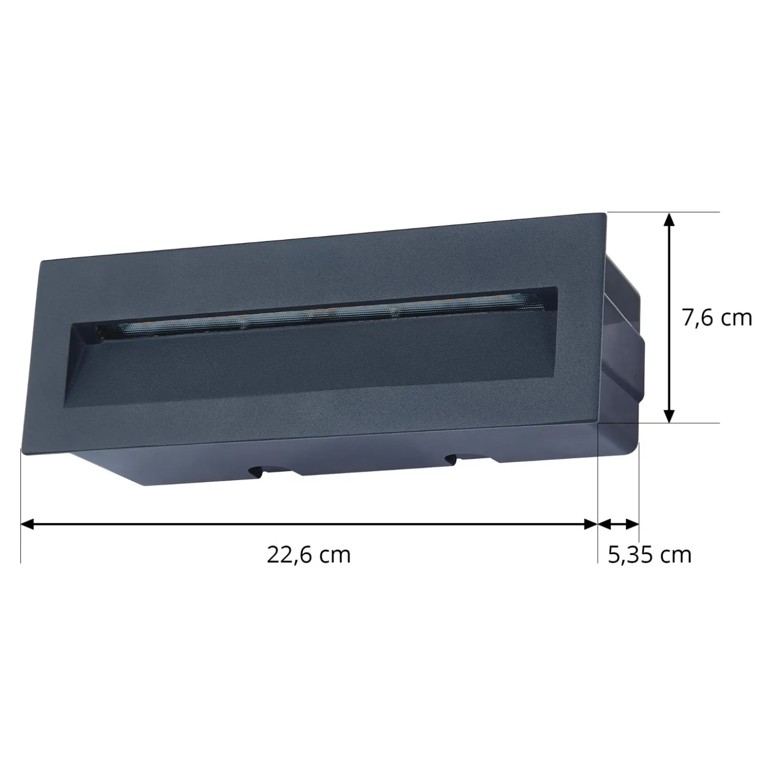 Lucande LED-seinäuppovalaisin Loya, 23 x 8 cm, harmaa, IP54