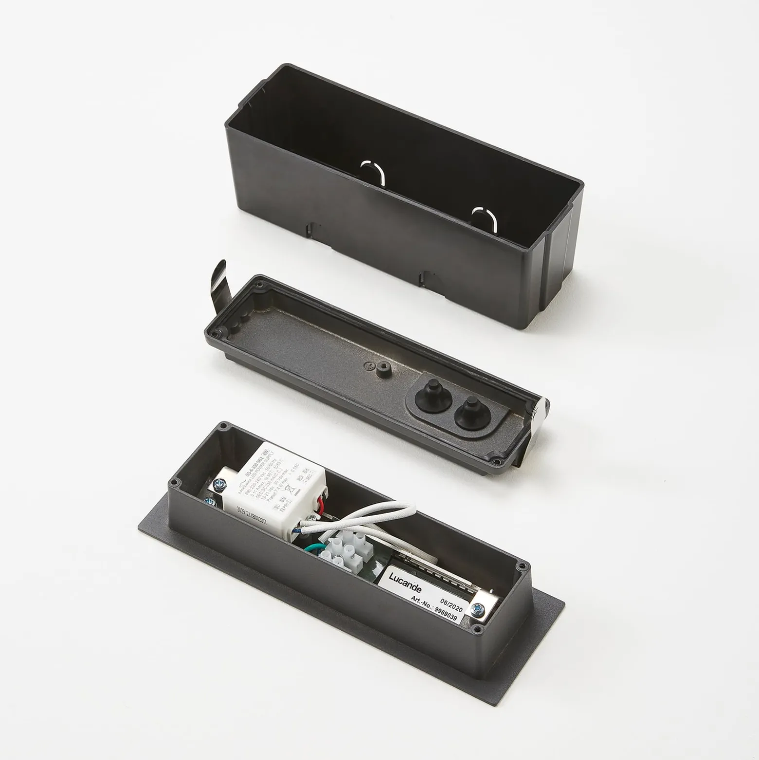 Lucande LED-seinäuppovalaisin Loya, 23 x 8 cm, harmaa, IP54