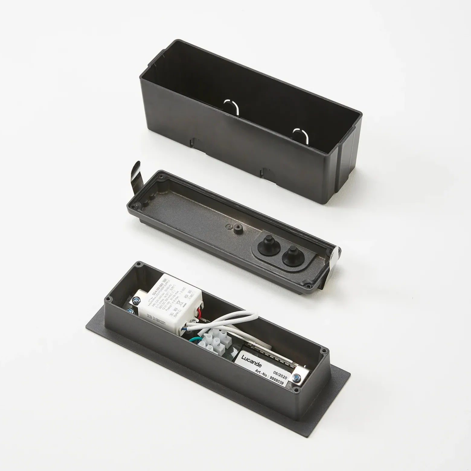 Lucande LED-seinäuppovalaisin Loya, 23 x 8 cm, harmaa, IP54
