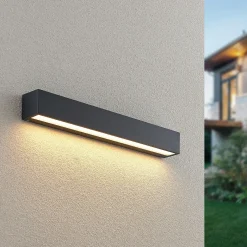 Lucande LED-seinävalaisin Lengo, 50 cm, antrasiitti, alas, 3 000 K
