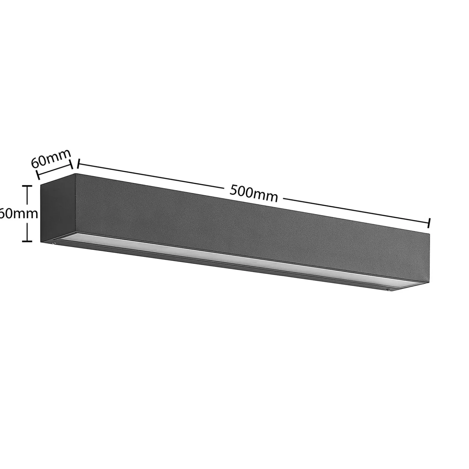 Lucande LED-seinävalaisin Lengo, 50 cm, antrasiitti, alas, 3 000 K