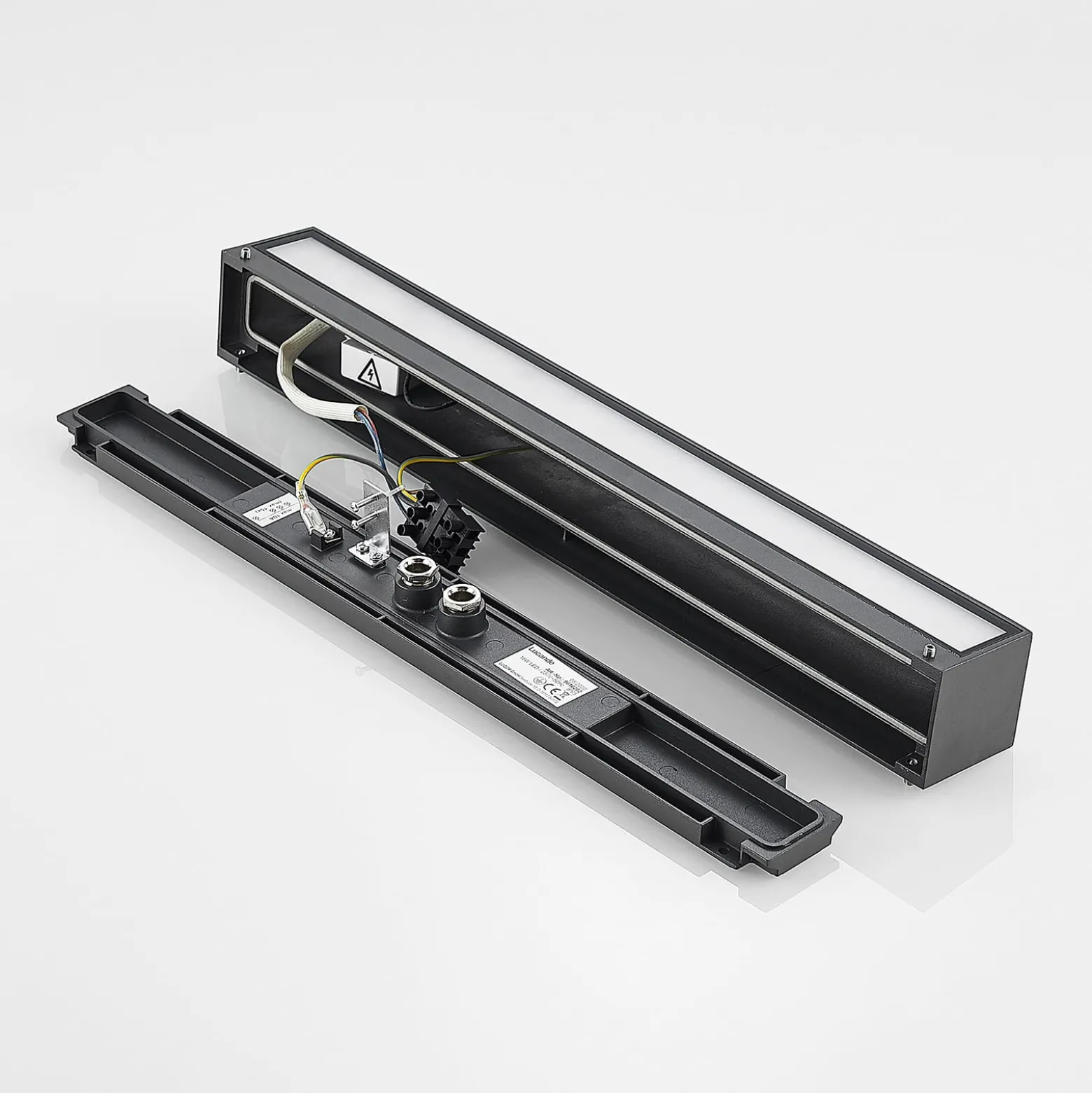 Lucande LED-seinävalaisin Lengo, 50 cm, antrasiitti, alas, 3 000 K