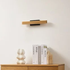Lucande LED-seinävalaisin Lieske, 40 cm, puu, musta