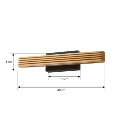 Lucande LED-seinävalaisin Lieske, 40 cm, puu, musta